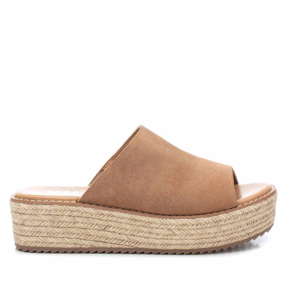 NEW XTI women's suede slip-on sandals in camel